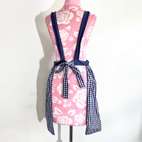 Vintage 60s Blue Plaid House Wife Belted Apron Dress - Picture 5 of 5